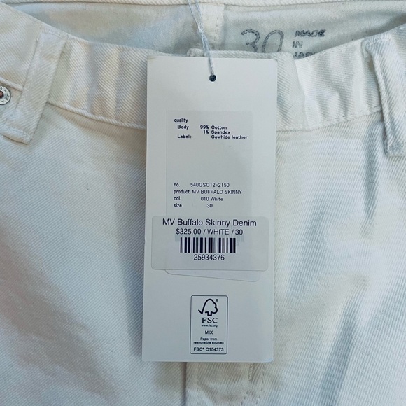 Moussy Vintage MV Buffalo Skinny White Mid Rise Fray Step Cut Hem Jean Size 30 - Picture 12 of 16
